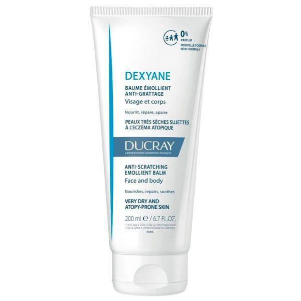 Ducray Dexyane Baume Emollient Anti-Grattage - 200 ml - Nourrit, répare et apaise les peaux très sèches