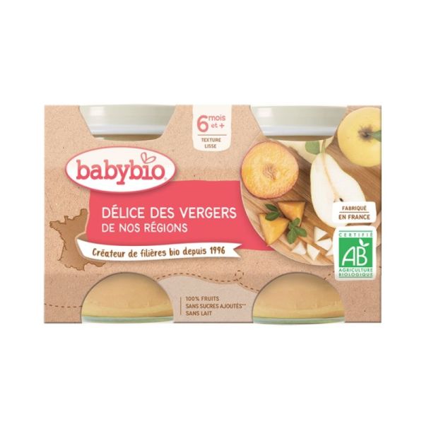 Babybio Petit Pot Délice des Vergers 6 mois - 2 x 130g