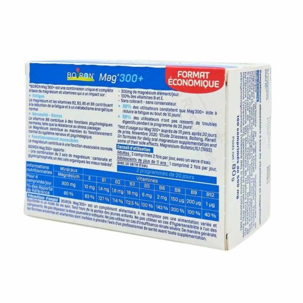Boiron Mag' 300+ - format eco 160 comprimés -  Complément Alimentaire contre la fatigue générale, nerveuse et musculaire