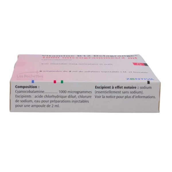 Vitamine B12 Delagrange 1000μg/2ml - 6x2 ml - Carence en vitamine B12