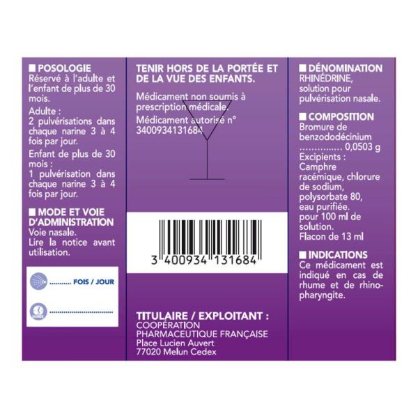Cooper Rhinédrine solution nasale 13 ml