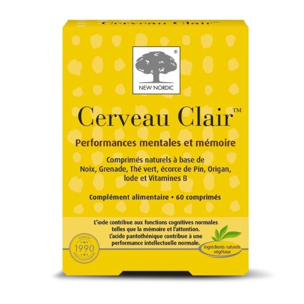 New Nordic Cerveau Clair 60 Comprimés - Stimule la mémoire et renforce la concentration
