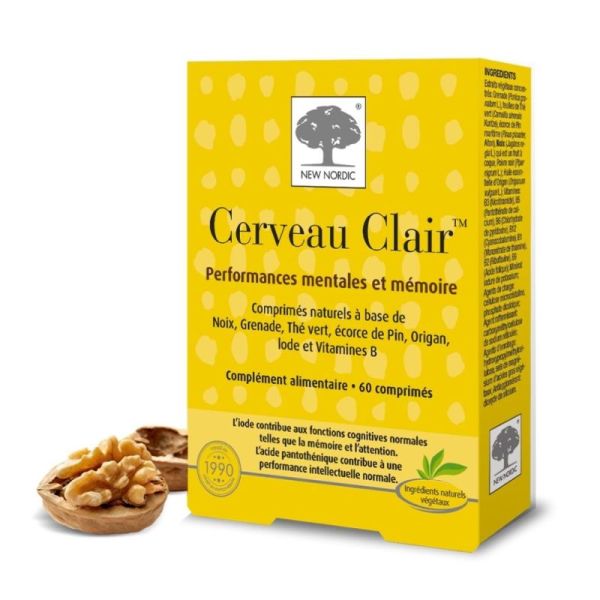 New Nordic Cerveau Clair 60 Comprimés - Stimule la mémoire et renforce la concentration