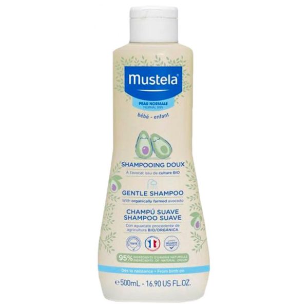 Mustela Shampoing Doux - 500 ml - Lave et démêle les cheveux délicats dès la naissance