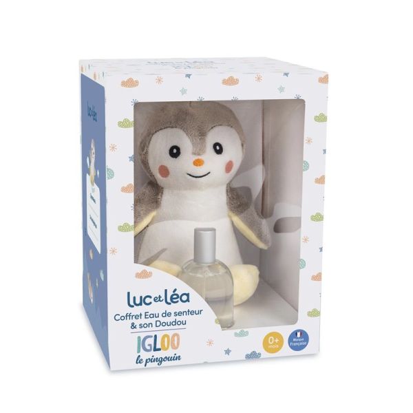 Luc & Léa Coffret Bébé Eau de Senteur et Son Doudou Pingouin Dès La Naissance