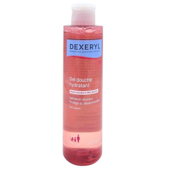 Dexeryl Gel douche hydratant apaisant 200 ml - Nettoie en douceur et apaise les peaux sèches à très sèches