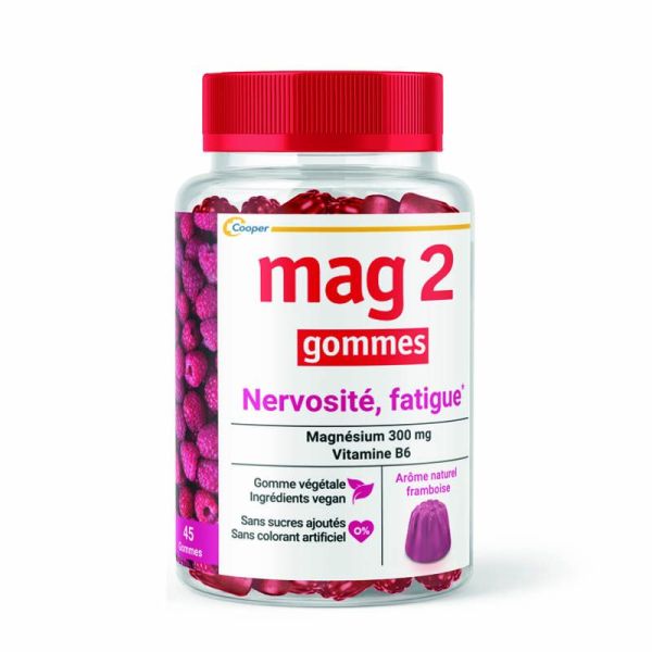 Mag2 Gommes Framboise - 45 gommes - Réduit nervosité et fatigue