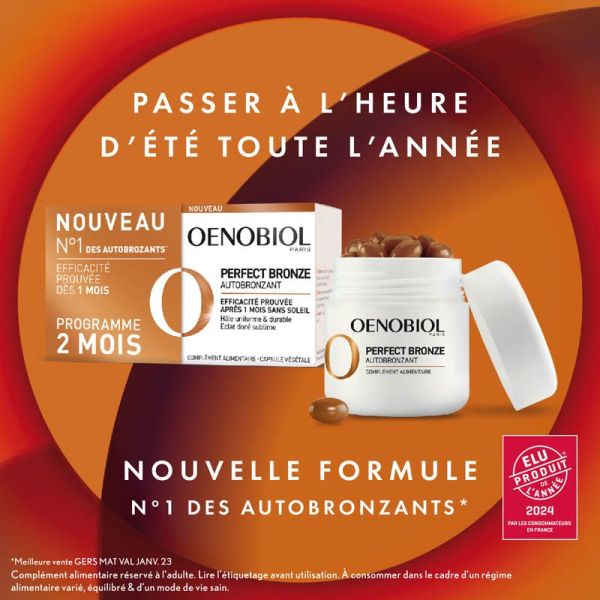 Oenobiol Perfect Bronz Autobronzant - Lot de 2 x 30 Capsules - Hâle Uniforme et Progressif