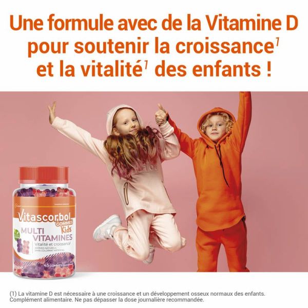 Vitascorbol Kids Multivitamines - Soutien la Croissance et la Vitalité des Enfants - 45 Gummies