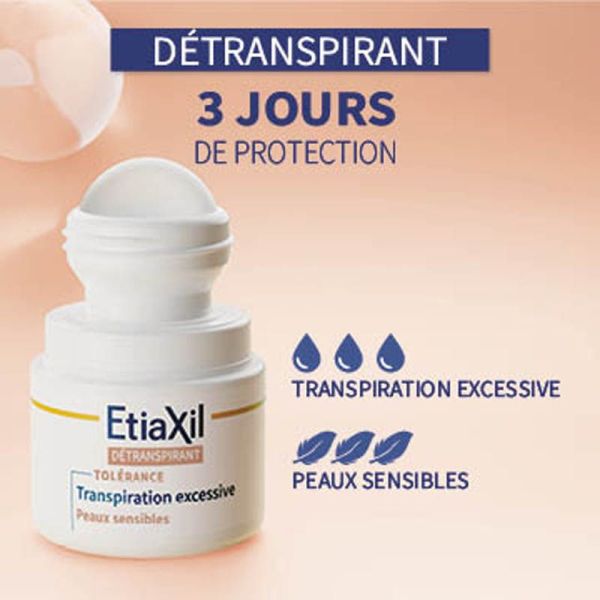 Etiaxil Roll-On Détranspirant Transpiration Excessive - Peaux Sensibles Confort+ - 2 x 50 ml