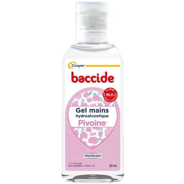 Cooper Baccide Gel Hydroalcoolique Mains Sans Rinçage Pivoine - 30ml