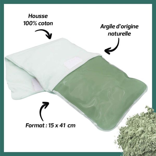 Actipoche Coussin Thermique Argile Cervicales & Trapèzes - 15 × 41cm - Soulagement à chaud ou à froid