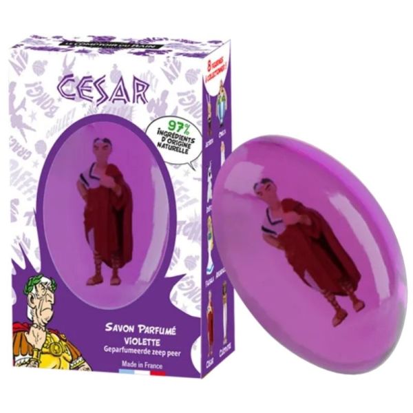 Le Comptoir du Bain Savon Solide Violette et sa figurine César - Nettoie la peau délicate des enfants en s'amusant
