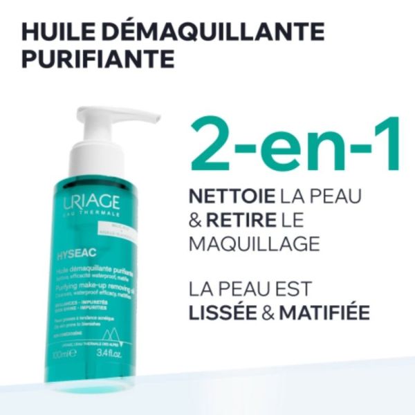 Uriage Hyséac Huile Démaquillante Purifiante 100 ml - Démaquille et purifie les peaux mixtes à imperfections