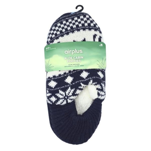 AirPlus Aloe Cabin Chaussons Hydratants Caribou Bleu marine - Pointure 41-47  - Confort et douceur