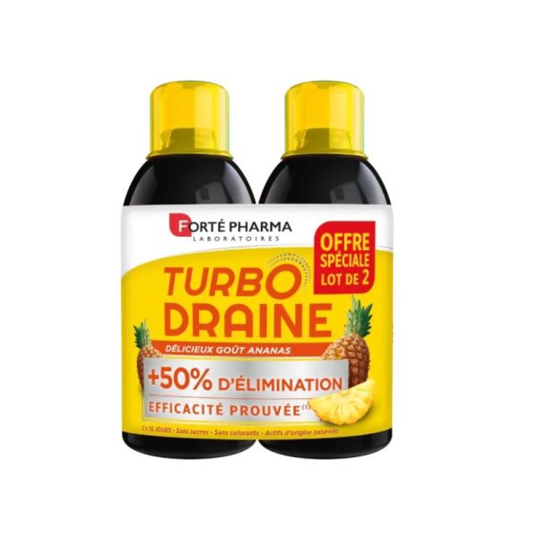 Forté Pharma Turbodraine Draineur Minceur Goût Ananas - Lot de 2 x 500 ml