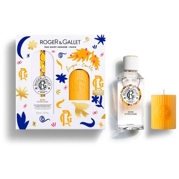 Roger & Gallet Coffret Bois d'Orange - Eau Parfumée Bienfaisante 100 ml + Bougie 75g OFFERTE