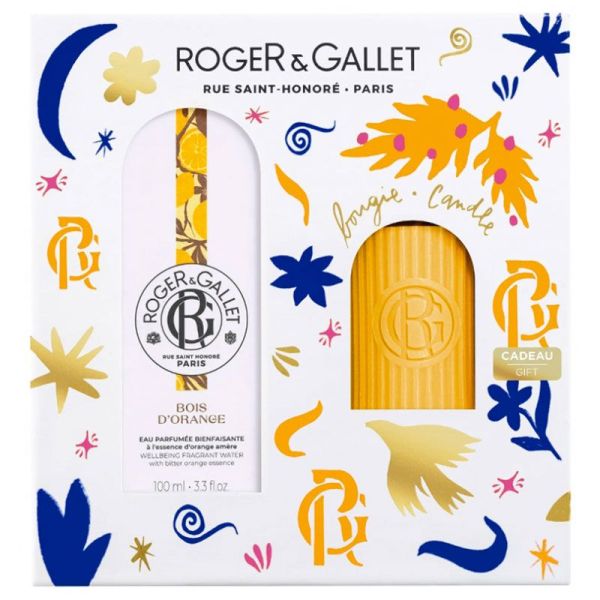 Roger & Gallet Coffret Bois d'Orange - Eau Parfumée Bienfaisante 100 ml + Bougie 75g OFFERTE