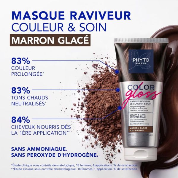 Phyto PhytoCOLOR GLOSS Masque Raviveur de Couleur et Soin Marron Glacé 200ml – Éclat et reflets froids
