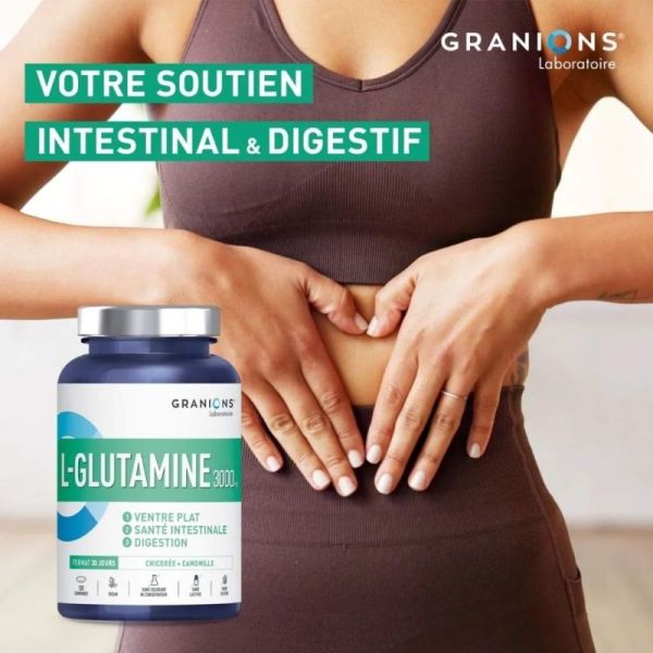 Granions L-Glutamine 3000 mg 120 comprimés - Ventre plat et confort digestif