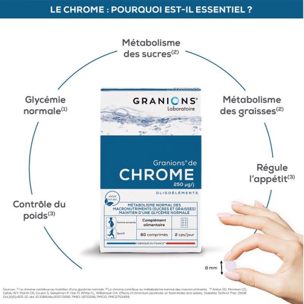 Granions Chrome 60 comprimés - Oligoélément essentiel