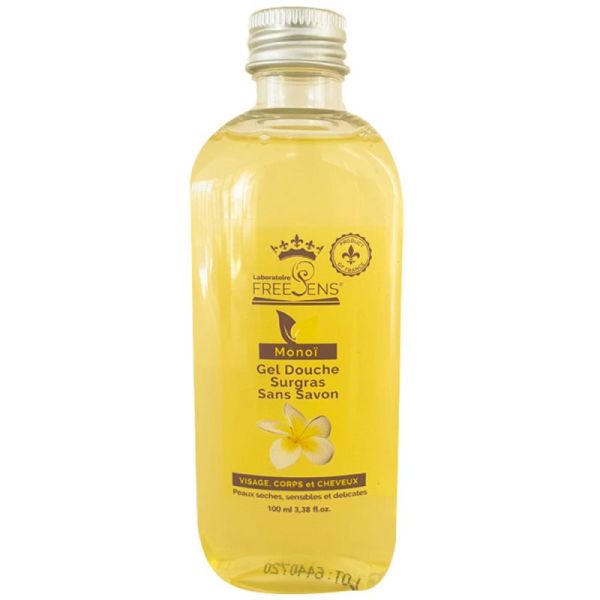 Freesens Gel Douche Surgras Sans Savon Monoï 100ml - Visage, corps et cheveux