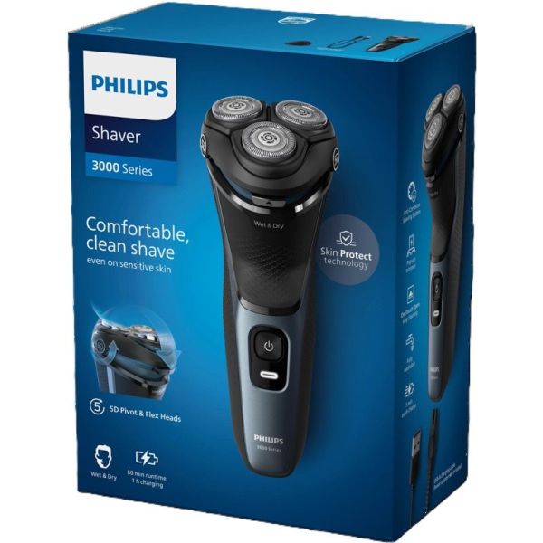 Philips Shaver 3000 Series Rasoir Électrique 100% Étanche S3144/00