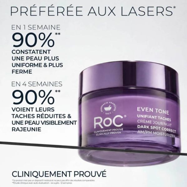 RoC Even Tone Unifiant Tâches Crème Jour/Nuit 50 ml - Réduit visiblement les tâches