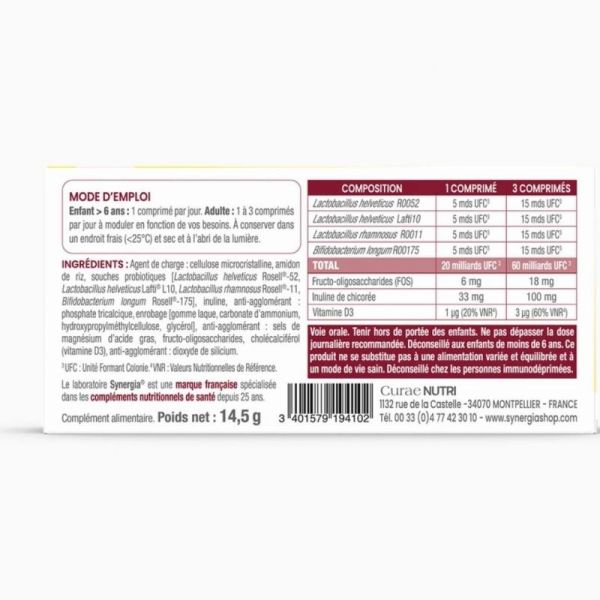 Synergia Maxi-Flore FORT 30 comprimés - Equilibre de la flore intestinale et immunité