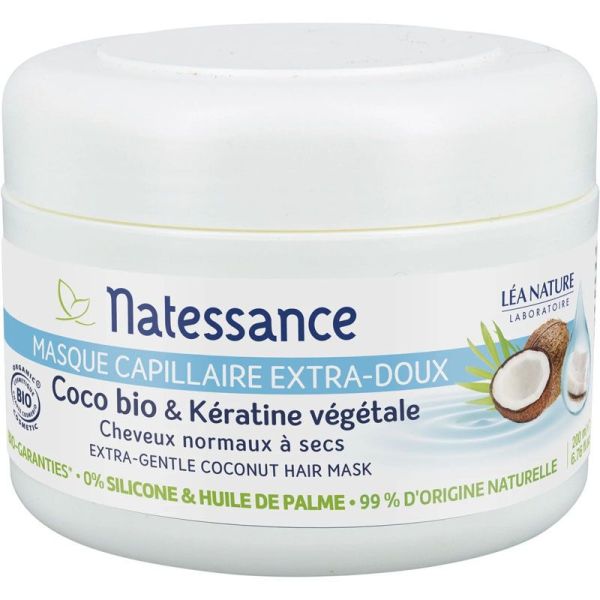 Natessance Masque Capillaire Extra-Doux Coco-Bio & Kératine Végétale 