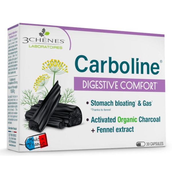 Les Trois Chênes Carboline - Confort digestif - Ballonnements et Gaz Intestinaux - 30 gélules