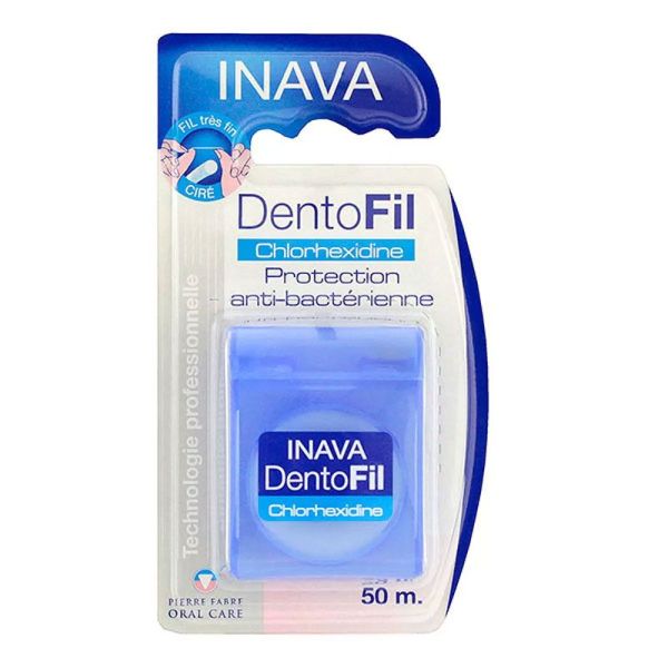 Inava Dentofil Chlorhexidine Fil Dentaire - 50 m - Protection Antibactérienne et Interdentaire