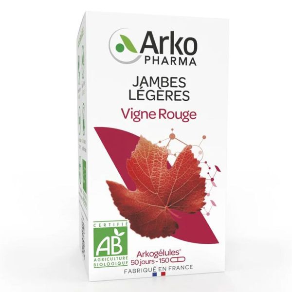 Arkopharma Arkogélules Vigne Rouge Bio - 150 Gélules - Circulation et jambes légères au naturel