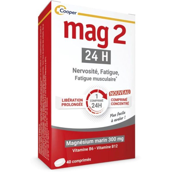 Cooper Mag2 24H Magnesium Nervosité, Fatigue et Fatigue Musculaire - 40 Comprimés