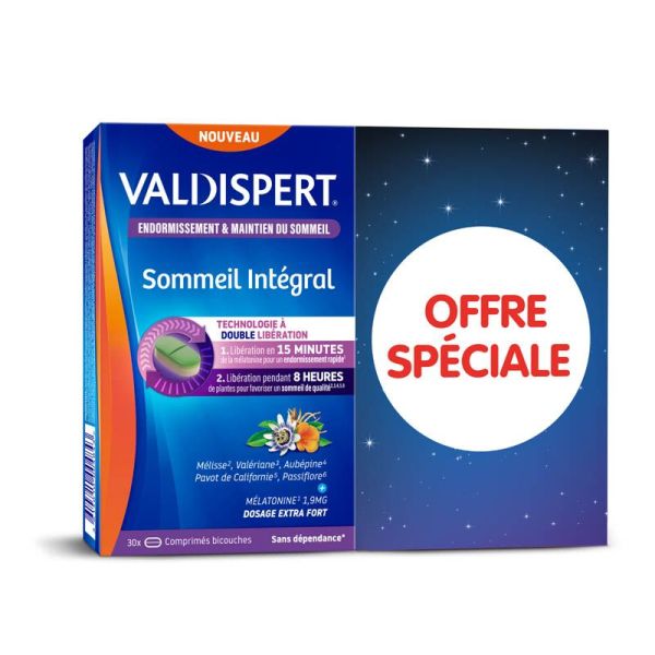 Valdispert Sommeil Intégral - Pack de 2 x 30 comprimés - Action complète pour mieux dormir
