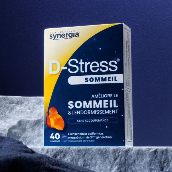 Synergia D-Stress Sommeil 40 Comprimés – Relaxation et sommeil réparateur