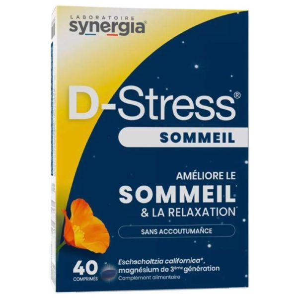 Synergia D-Stress Sommeil 40 Comprimés – Relaxation et sommeil réparateur