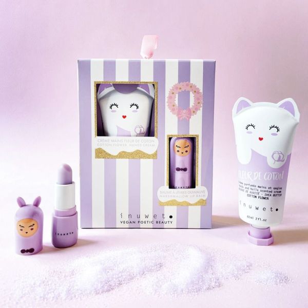 Inuwet Coffret LI Crème Mains Fleur de Coton + Baume à Lèvres Guimauve