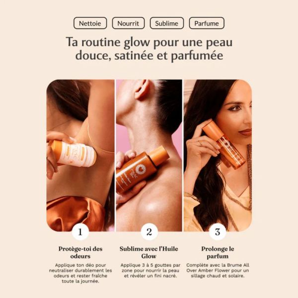 Musc Intime Huile Glow Pailletée Corps Amber Flower 100 ml – Huile sèche nutritive sublimatrice nacrée