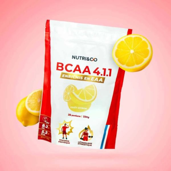 Nutri&Co BCAA 4.1.1 Acides Aminés Essentiels Goût Citron - 225g