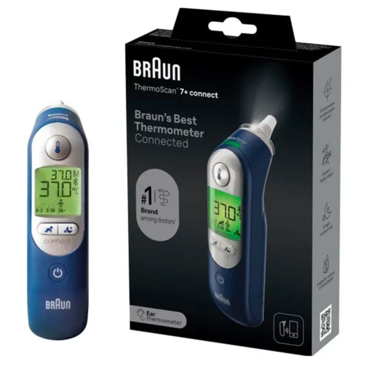 Thermomètre écran Code Couleur Thermomètre Auriculaire Braun ThermoScan 6 - Écran Code Couleur Bébé Adulte Thermomètre Médical Fiable