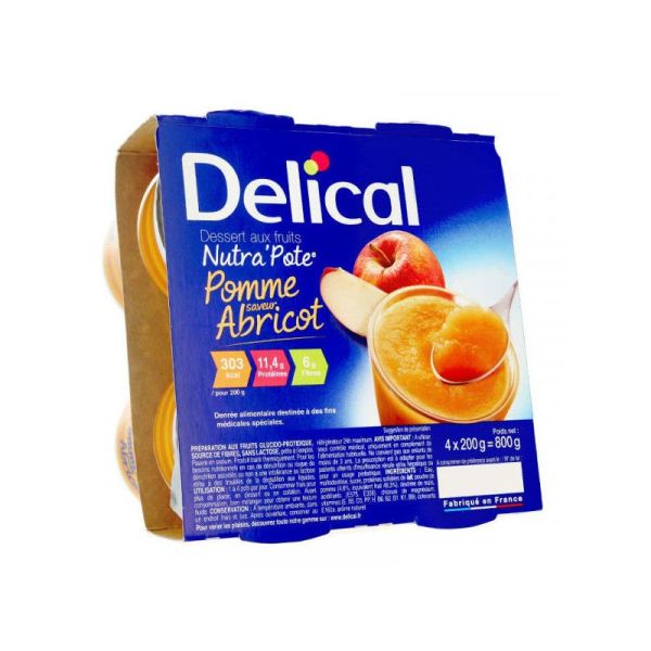 Delical Dessert aux Fruits Nutra'Pote Pomme Abricot 4 x 200g