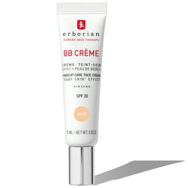 Erborian BB Crème au Ginseng 15ml Teinte Nude – Crème de teint soin effet peau de bébé format voyage