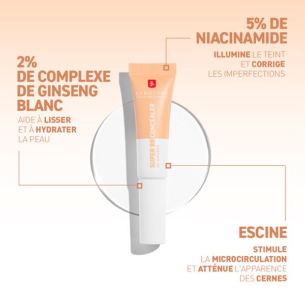 Erborian Super BB Concealer SPF25 10ml Teinte Clair – Soin anticernes et correcteur haute couvrance