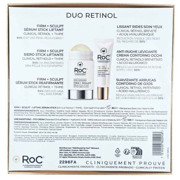 RoC Duo Retinol Sérum Stick Liftant 30g + Soin Yeux 15ml Offert - Fermeté et réduction des rides