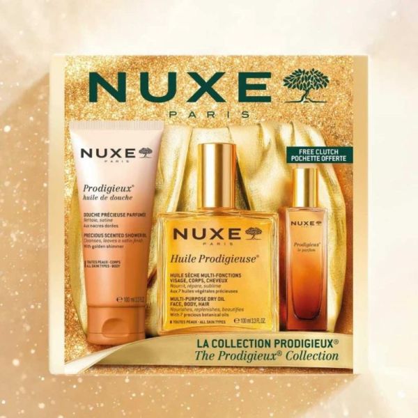 Nuxe Coffret Noël La Collection Prodigieux 3 soins + pochette - Rituel de soins sensoriels et parfumés