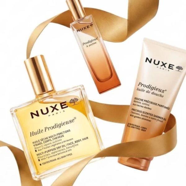 Nuxe Coffret Noël La Collection Prodigieux 3 soins + pochette - Rituel de soins sensoriels et parfumés
