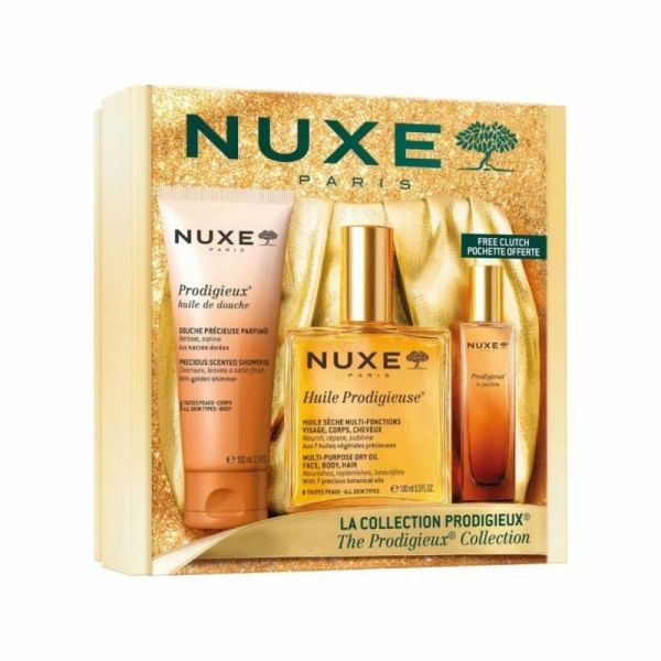 Nuxe Coffret Noël La Collection Prodigieux 3 soins + pochette - Rituel de soins sensoriels et parfumés