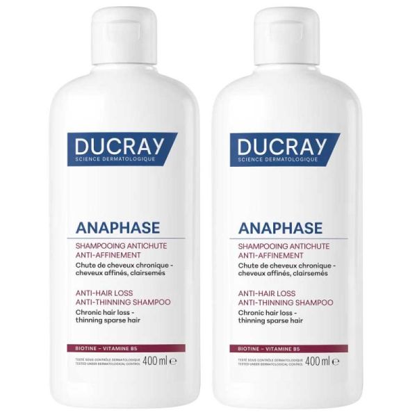 Ducray Anaphase Shampooing Antichute Anti-Affinement 2x400 ml - Force & Vitalité des Cheveux