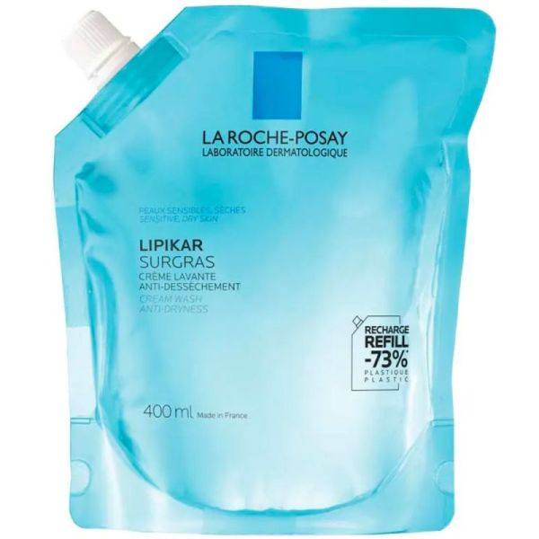 La Roche Posay Lipikar Surgras Crème Lavante Anti-Dessèchement - Eco-Recharge de 400 ml - Peaux Sèches à Très Sèches